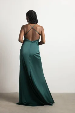 Tobi Bright Lights Satin High Slit Maxi Dress -