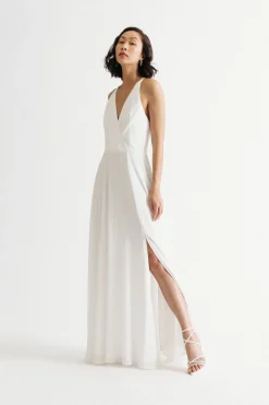 Tobi Bring Me Closer Halter High Slit Maxi Dress - Ivory