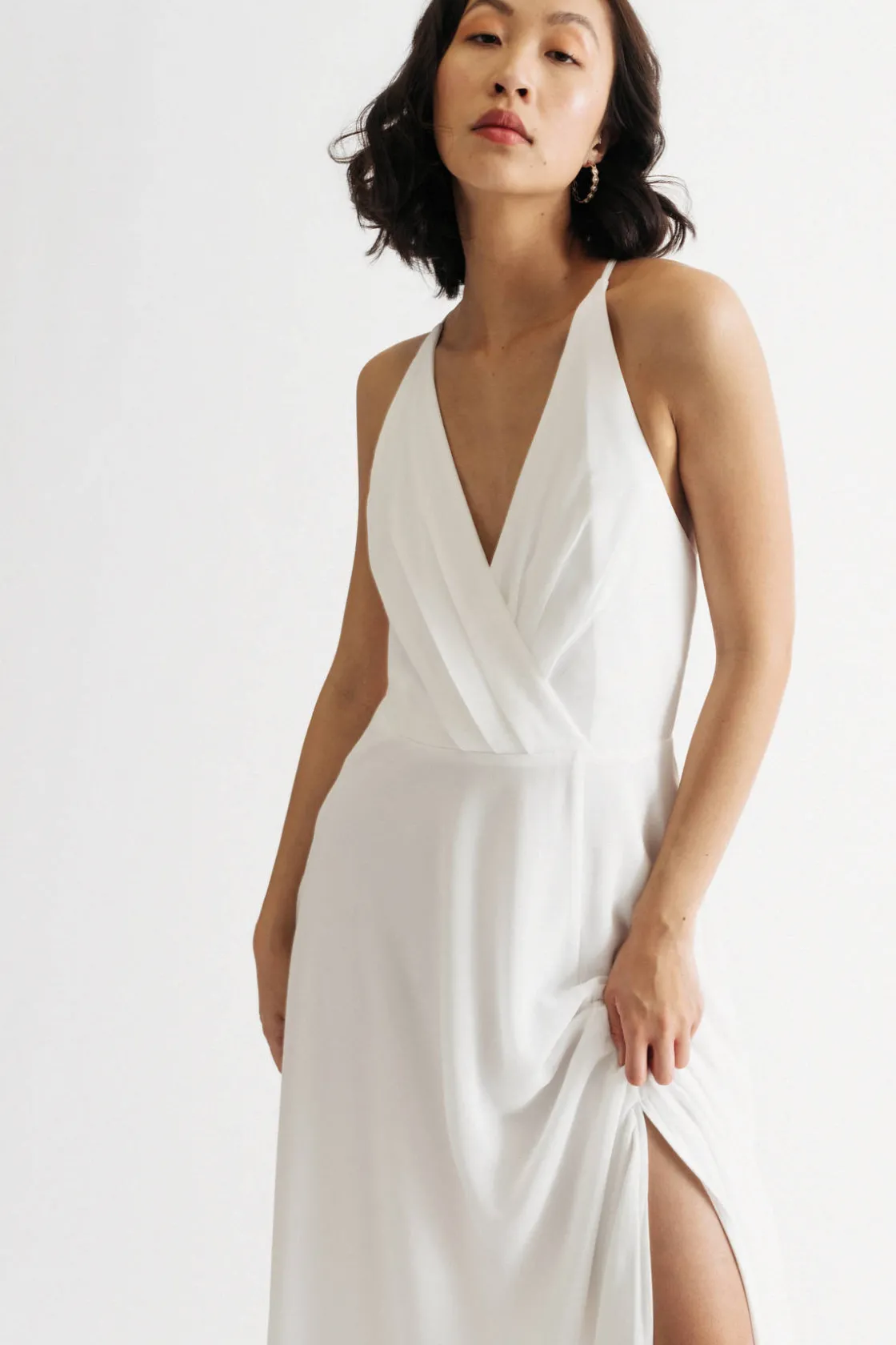 Tobi Bring Me Closer Halter High Slit Maxi Dress - Ivory