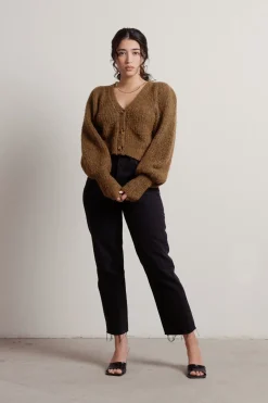 Tobi Caffeine Addict Balloon Sleeve Cardigan -