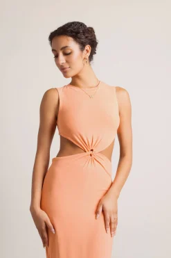 Tobi Call Me Up Cutout Bodycon Midi Dress - Coral