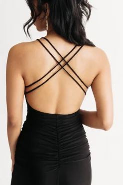Tobi Calling You Over Ruched Slit Maxi Dress