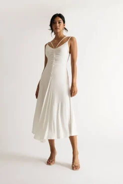 Tobi Calliope Ruched Multi Strap Midi Dress -
