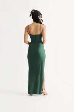 Tobi Came To Party High Slit Bodycon Maxi Dress - Hunter Green