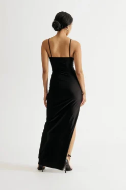 Tobi Came To Party High Slit Bodycon Maxi Dress - Hunter Green