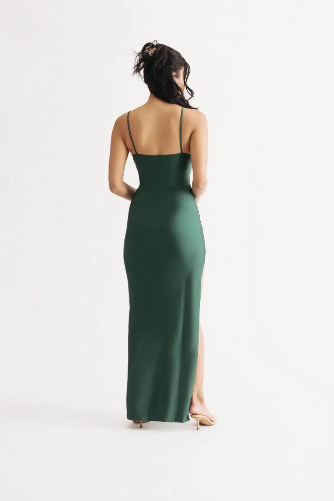 Tobi Came To Party High Slit Bodycon Maxi Dress - Hunter Green
