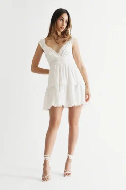 Tobi Camellia Ruffle Tiered Skater Mini Dress
