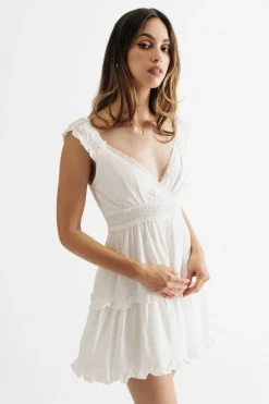 Tobi Camellia Ruffle Tiered Skater Mini Dress