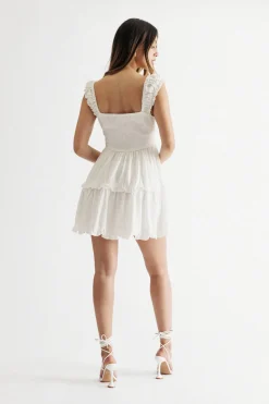 Tobi Camellia Ruffle Tiered Skater Mini Dress