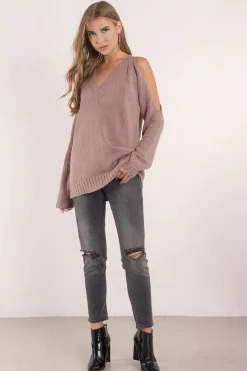 Tobi Camila Cold Shoulder Sweater - Black