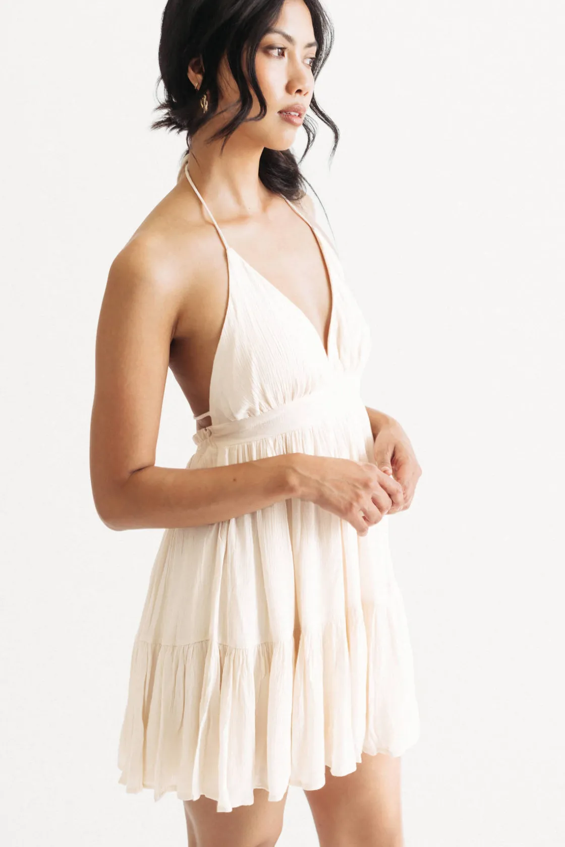 Tobi Camryn Cream Tiered Babydoll Mini Dress
