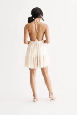 Tobi Camryn Cream Tiered Babydoll Mini Dress