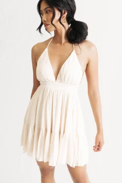 Tobi Camryn Cream Tiered Babydoll Mini Dress