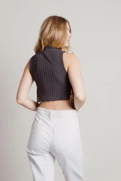 Tobi Can I Crop Top - Charcoal