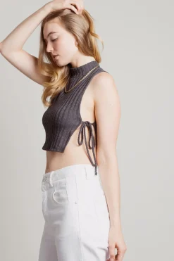 Tobi Can I Crop Top - Charcoal
