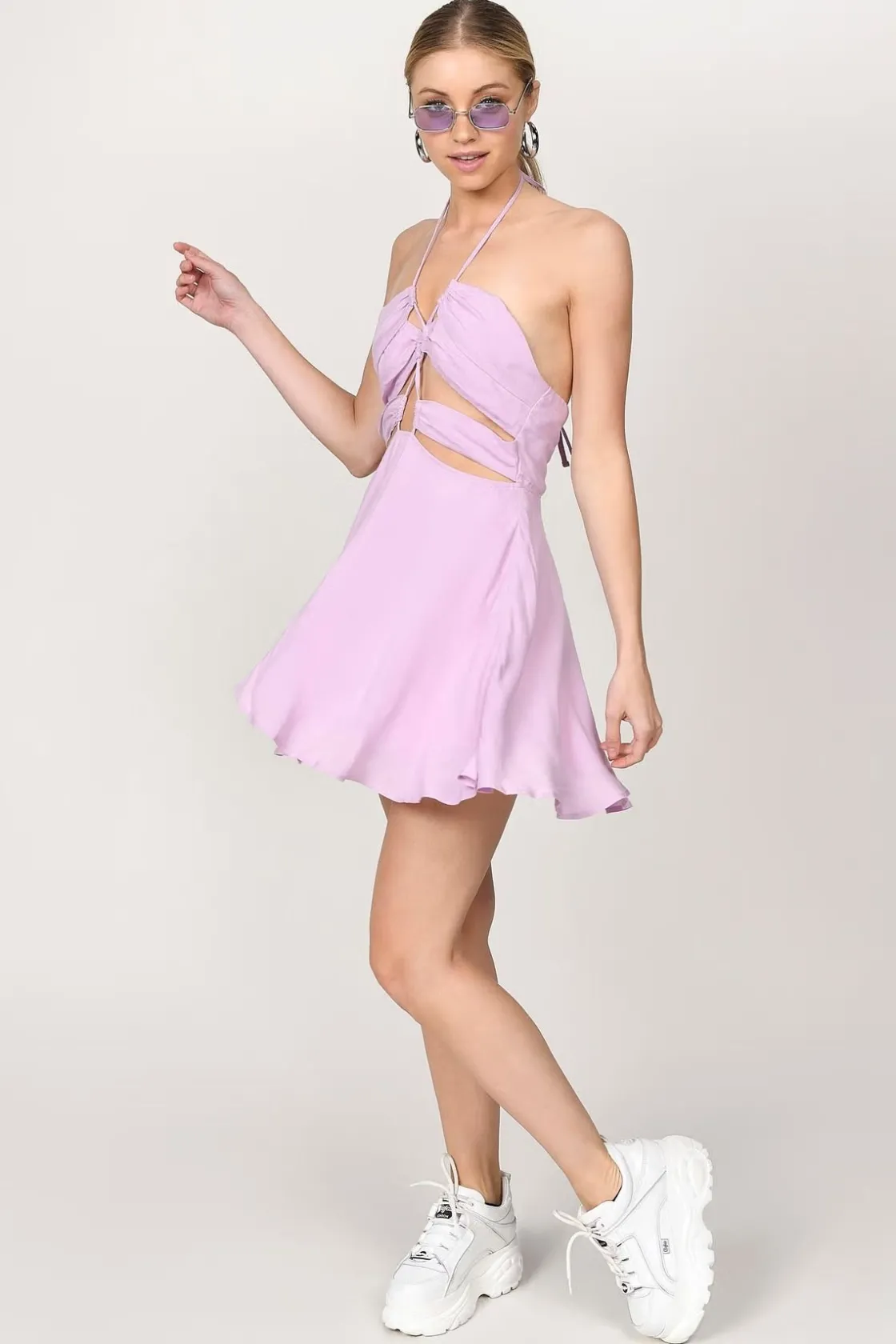 Tobi Carlie Lace Up Skater Mini Dress - Mint