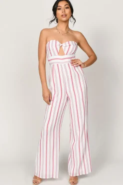 Tobi Carrie Cutout Jumpsuit - Red Multi
