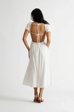 Tobi Cassandra Puff Sleeve Flared Maxi Dress
