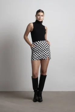 Tobi Cassie Ivory Ribbed Turtleneck Sleeveless Top