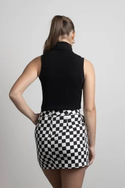 Tobi Cassie Ivory Ribbed Turtleneck Sleeveless Top
