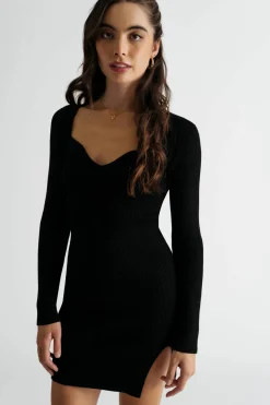 Tobi Catalina Ribbed Sweater Mini Dress - Hunter Green