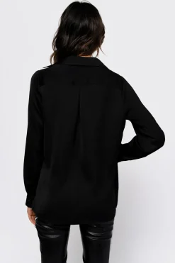 Tobi Catalina Surplice Blouse - Navy