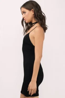 Tobi Catch Me Outside Choker Open Back Mini Dress - Black