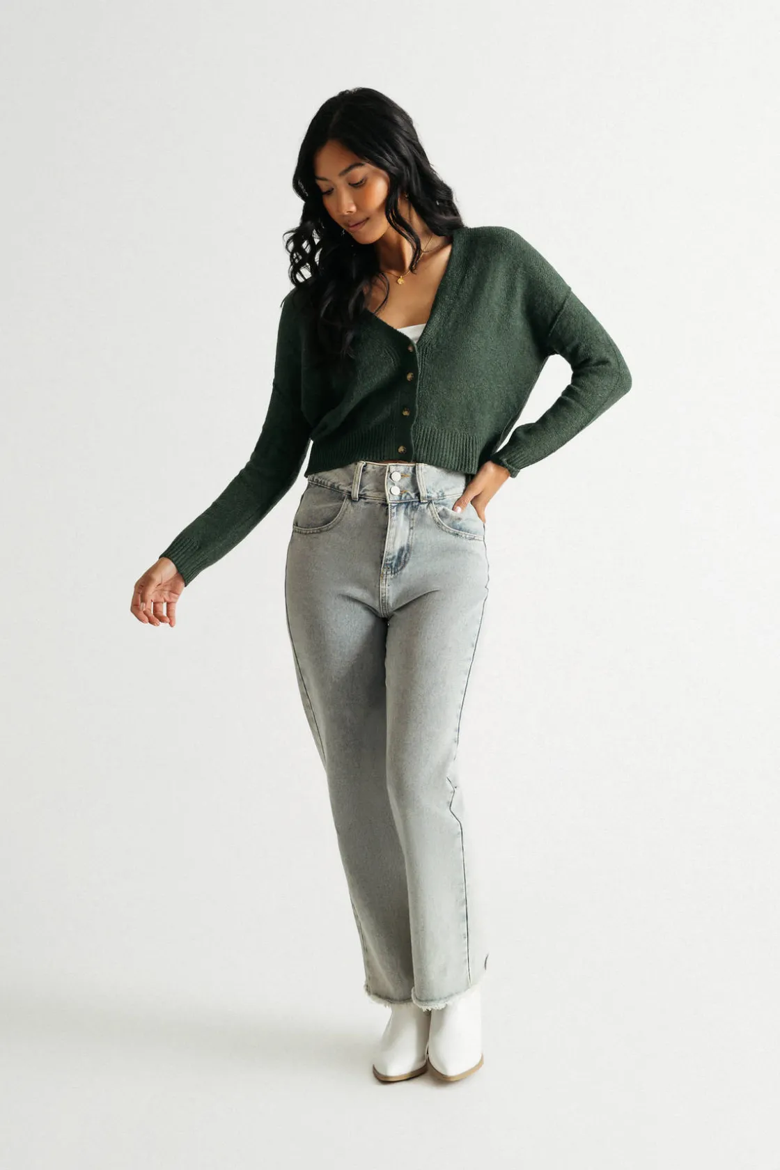 Tobi Cece Crop Cardigan - Green