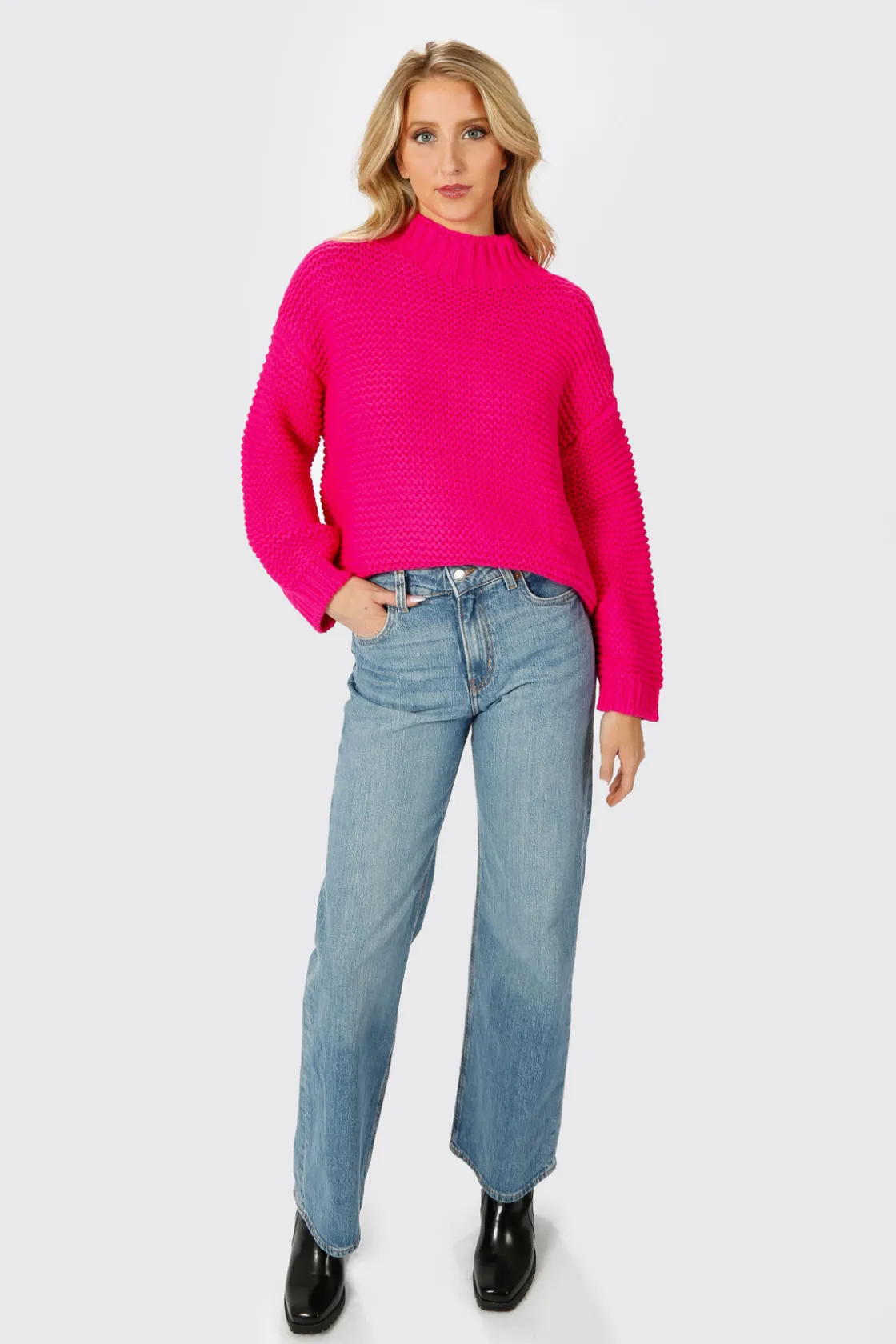 Tobi Cecilia Chunky Knit Sweater - Hot Pink