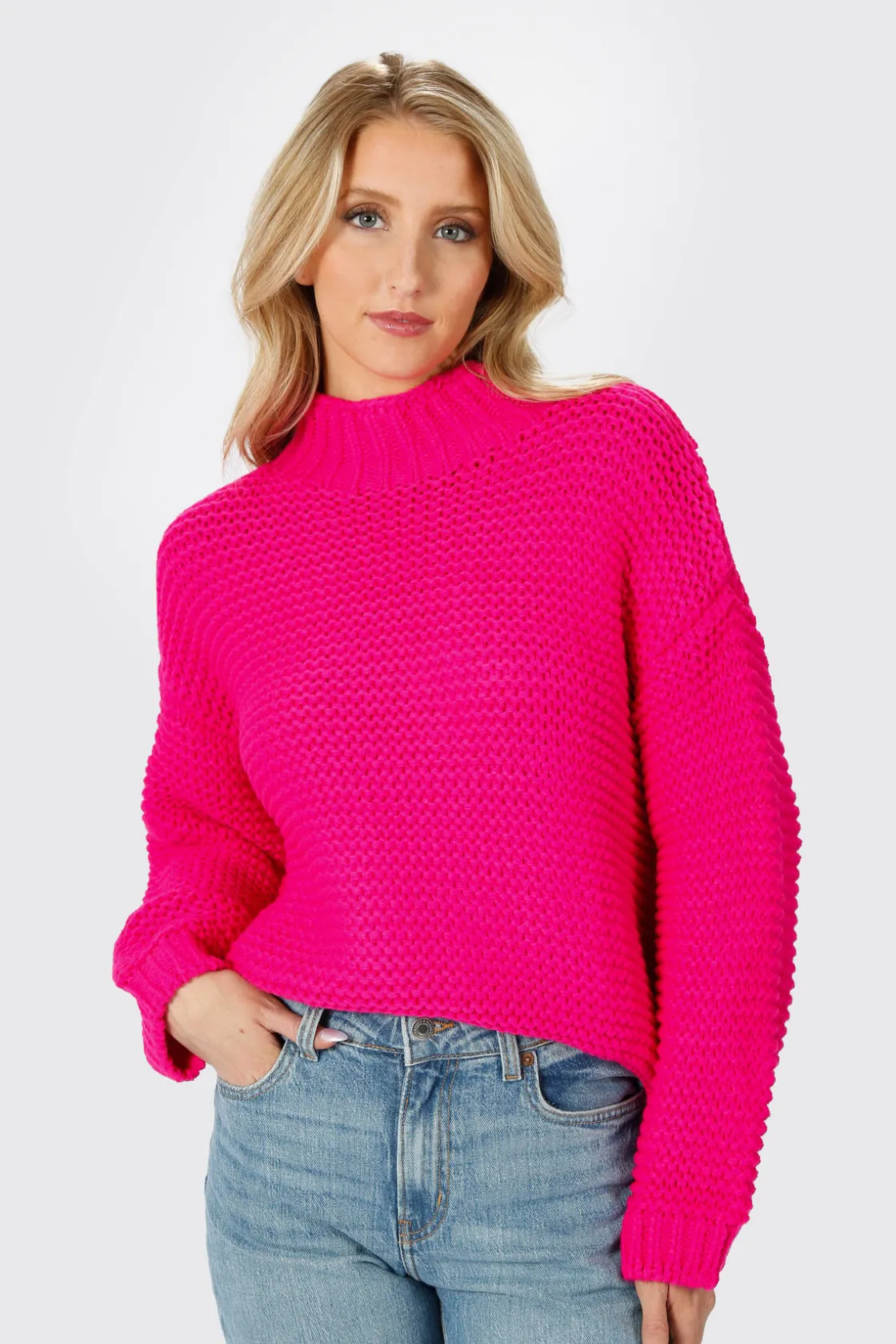 Tobi Cecilia Chunky Knit Sweater - Hot Pink