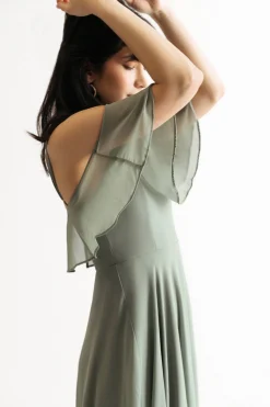 Tobi Charlene Off The Shoulder Slit Maxi Dress - Cream