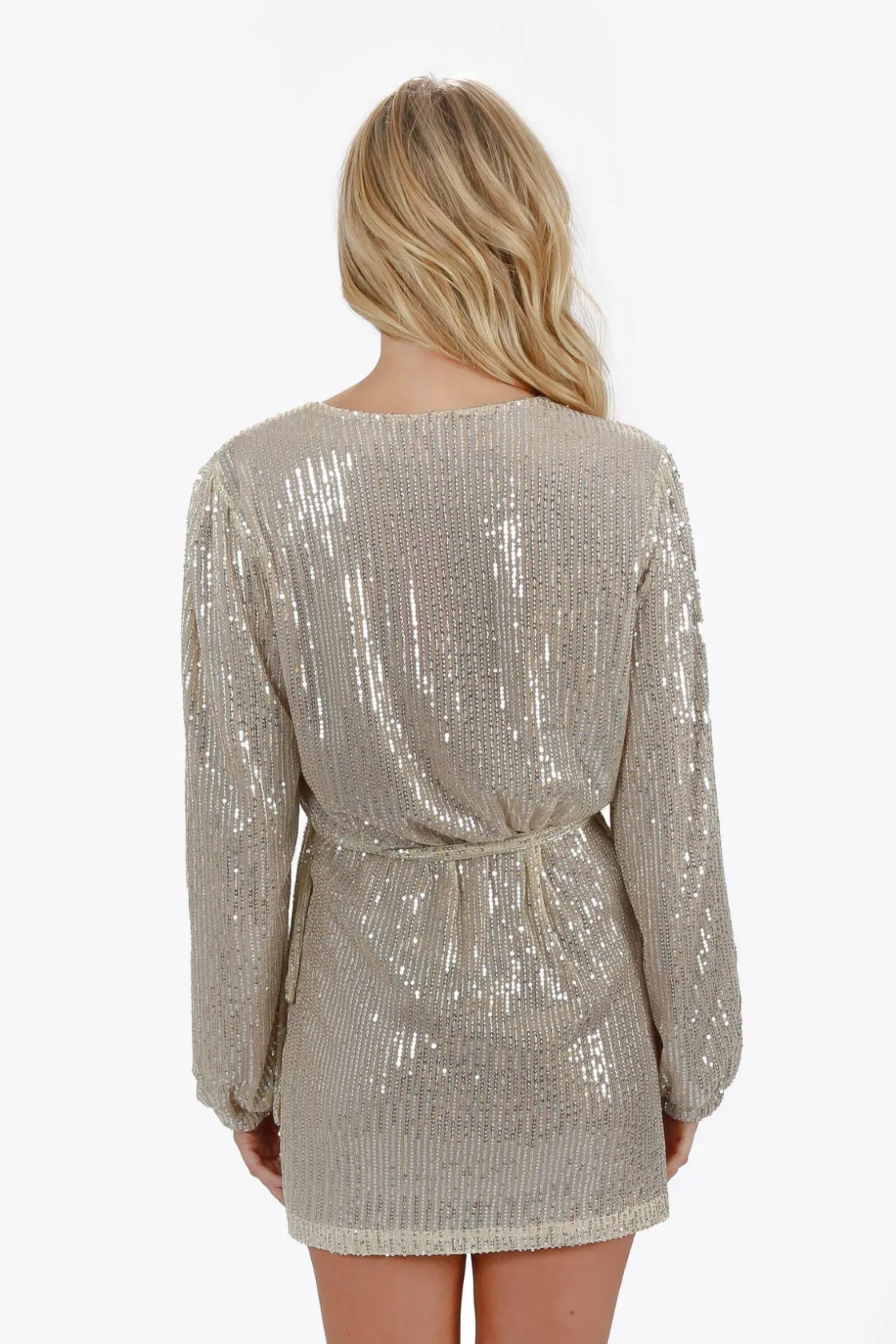 Tobi Charlotta Sequin Surplice Mini Dress -