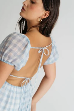 Tobi Charlotte Gingham Open Back Midi Dress -