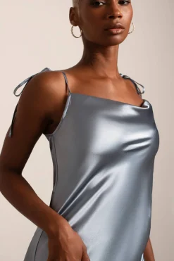 Tobi Charm Me Satin Cowl Neck Midi Dress - Blush