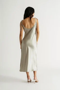 Tobi Charm Me Satin Cowl Neck Midi Dress - Blush