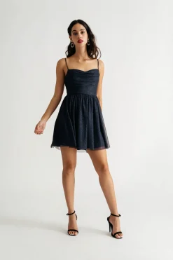 Tobi Chatting You Up Glitter Skater Mini Dress -