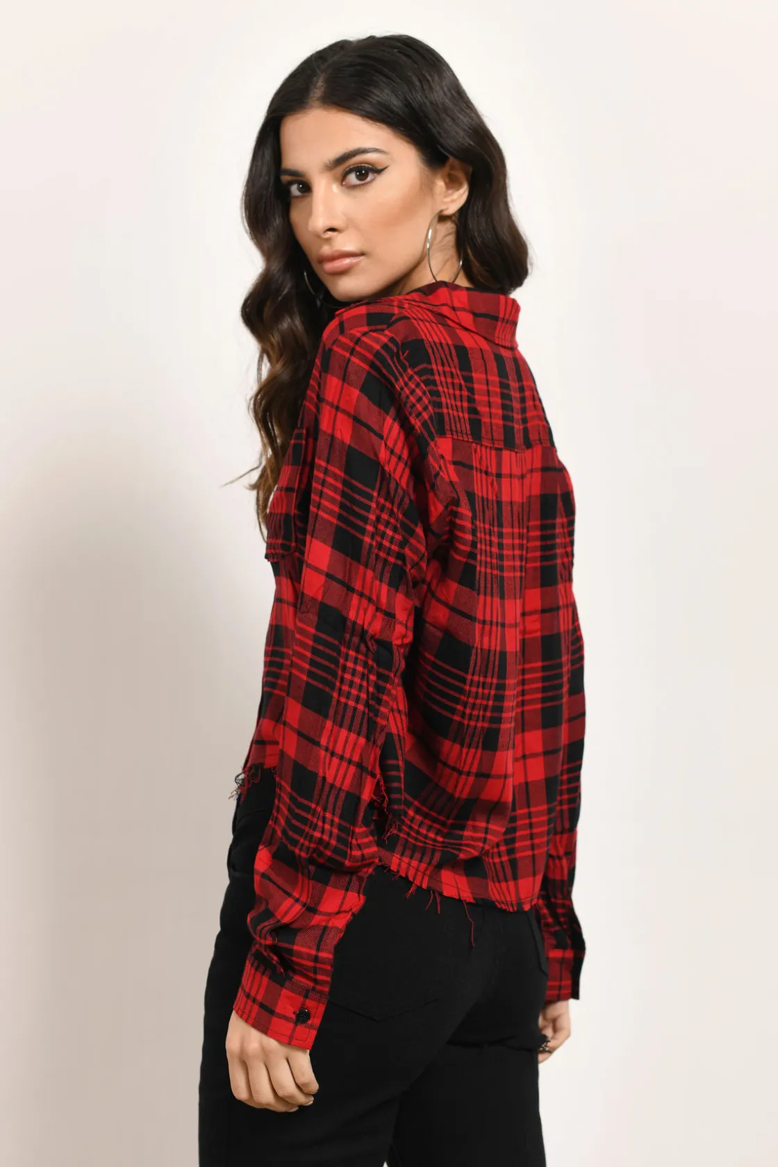 Tobi Check On It Plaid Top -