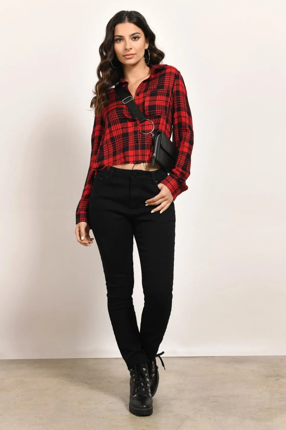 Tobi Check On It Plaid Top -