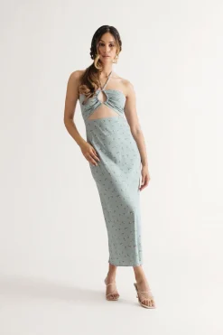 Tobi Cheryl Floral Keyhole Midi Dress -