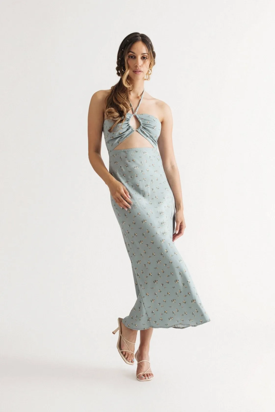 Tobi Cheryl Floral Keyhole Midi Dress -