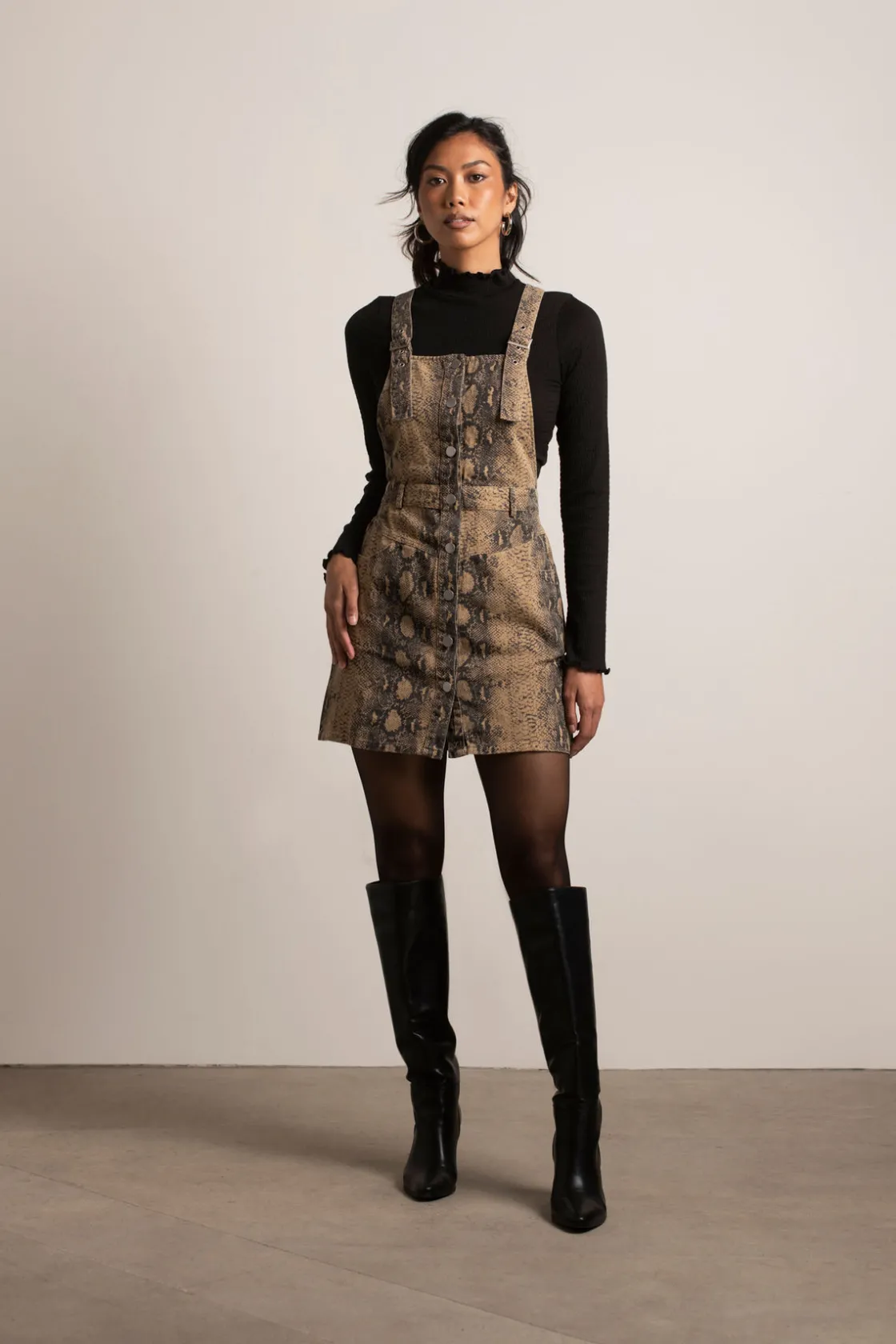 Tobi Chill Day Snake Print Denim Mini Dress -