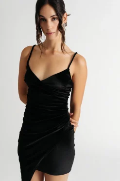 Tobi Chloe Velvet Asymmetrical Mini Dress -