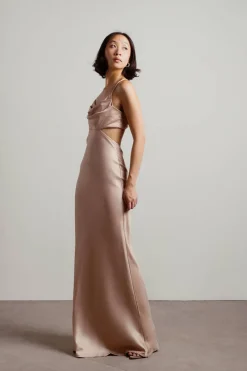 Tobi Chrissie Satin Cutout Maxi Dress -