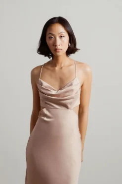 Tobi Chrissie Satin Cutout Maxi Dress -