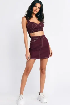 Tobi Ciara Bustier Top - Maroon