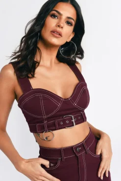 Tobi Ciara Bustier Top - Maroon