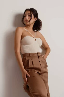 Tobi Cillian Strap Ribbed Sweater Knit Bodysuit