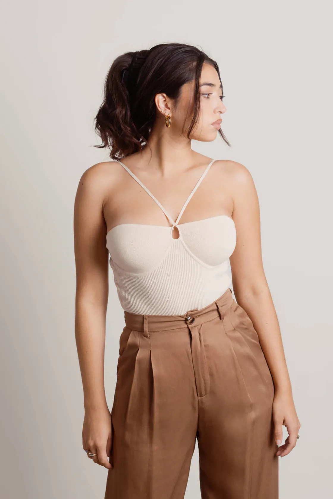 Tobi Cillian Strap Ribbed Sweater Knit Bodysuit