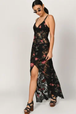 Tobi Claire Lace Buttoned Maxi Dress -
