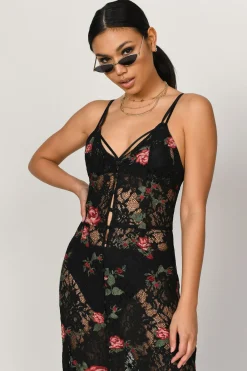 Tobi Claire Lace Buttoned Maxi Dress -